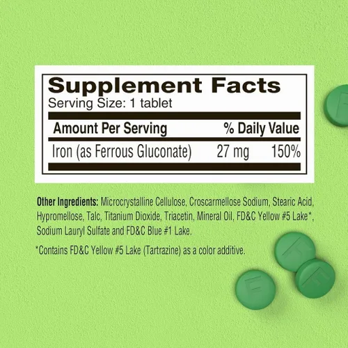 Vista 6 de Fergon Hierro de alta potencia altamente soluble y fácil de digerir, 27 mg de hierro, 100 tabletas