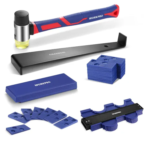 Vista 10 de WORKPRO Kit de instalación de pisos de madera laminada con mazo reforzado de doble cara, barra de tracción resistente, bloque de roscado