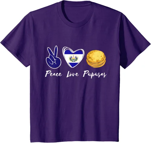 Vista 26 de Pupusas Lover Love Peace El Salvadaor Camiseta Comida Salvadoreña
