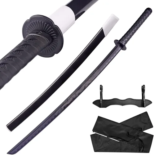 Vista 15 de Espada katana japonesa – Hoja negra de polipropileno con Saya, espada de entrenamiento Samurai para cosplay, 40.1 pulgadas