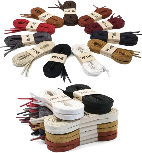 Vista 7 de Cordones planos encerados para zapatos zapatos deportivos para hombres y mujeres botas - 2 pares