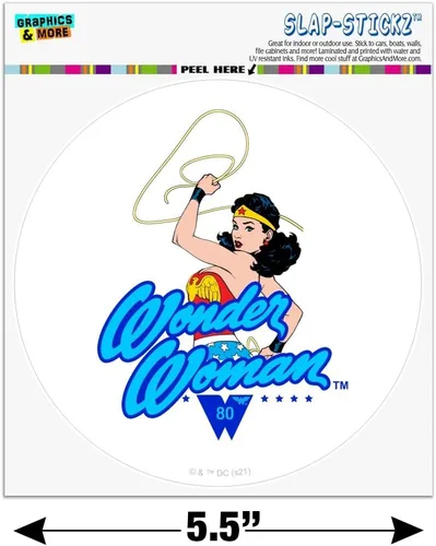 Vista 6 de Wonder Woman 80th Lasso Automotive Car Window Locker Circle Bumper Sticker