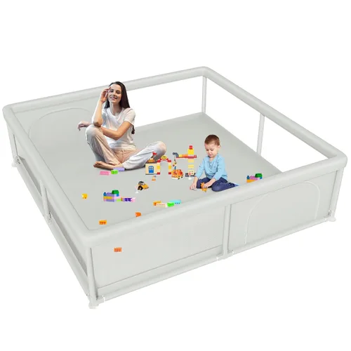 Vista 22 de Hiaksedt Large Baby Playpen 65x50 Inch, PlayPen for Babies and Toddlers Gris