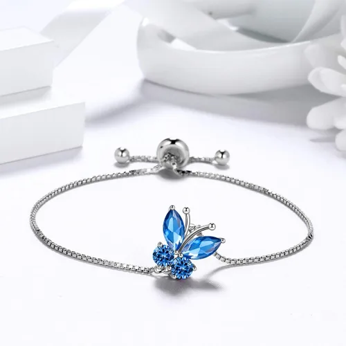 Vista 4 de Aurora Tears Butterfly Jewelry,Women 925 Sterling Silver Butterflies Birthstone Pendant NecklaceEarringsRings Wedding Gift