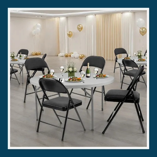 Vista 12 de OEF Furnishings OEF970 Series - Sillas plegables acolchadas de tela de alta calidad, asiento y respaldo acolchados cómodos para salas
