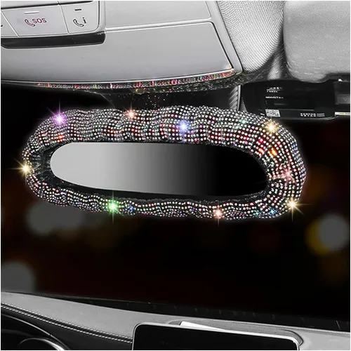 Vista 9 de Funda brillante para espejo retrovisor, protector elástico de felpa para espejo retrovisor, con diamantes de imitación brillantes decorativos