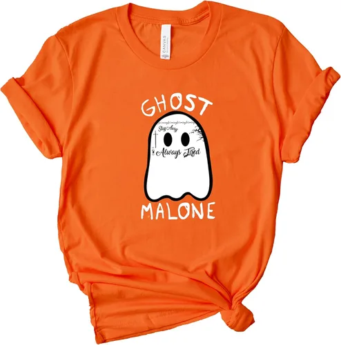 Vista 6 de Camisa de fantasma para mujeres y hombres, camisa de Halloween Malone, camiseta de cara de ghoul, disfraces espeluznantes de Halloween, ropa