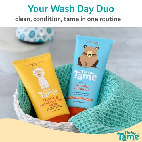 Vista 6 de T is for Tame - Acondicionador domesticante para niños – Acondicionador natural para cabello rizado con aceite de coco y girasol – Desenreda