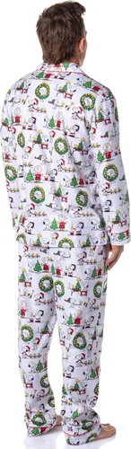 Vista 5 de INTIMO Peanuts Charlie Brown Snoopy Button Sleep Family - Conjunto de pijama navideño