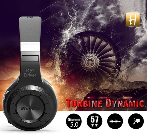 Vista 2 de Bluedio H Turbine Auriculares inalámbricos Bluetooth 5.0 estéreo con micrófono, auriculares con graves impactantes con bolsa de almacenamiento