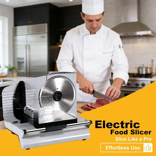 Vista 5 de SUPER DEAL Cortador Eléctrico Premium de Carne para Alimentos - Hoja de Acero Inoxidable de 7.5 Pulgadas para Cocina Hogar, Deli, Carne, Alimentos