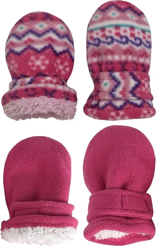 Vista 15 de N'Ice Caps Baby Toddler Mittens Kids 2 Pair Pack Fleece Warm Sherpa Lined Negro + Gris