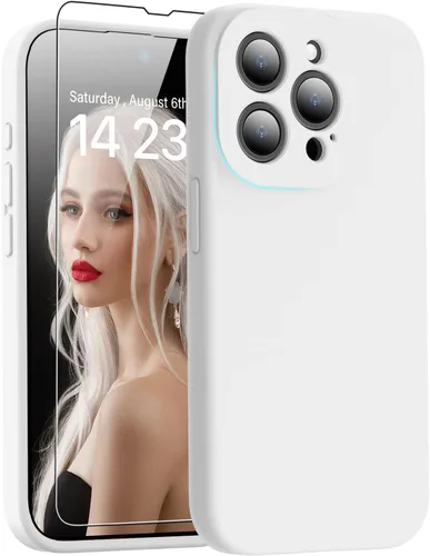 Vista 26 de DEENAKIN Funda de silicona compatible con iPhone 12 con protector de pantalla, mejora la protección de la cámara, funda protectora suave y flexible