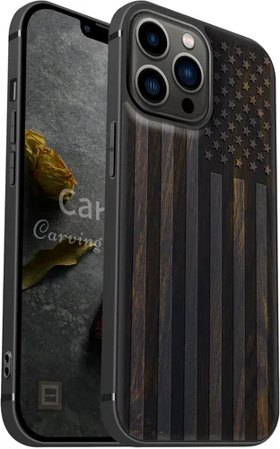 Vista 22 de Carveit Funda magnética de madera para iPhone 13 [madera real dura y TPU suave] Funda protectora híbrida de madera única y elegante a prueba