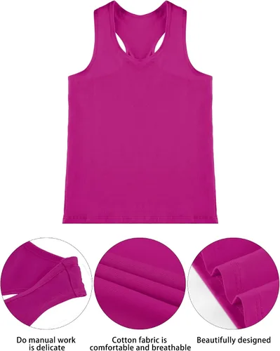 Vista 4 de Camiseta sin mangas de 3 piezas para niñas, con espalda cruzada, para bailar, gimnasia, ropa de baile