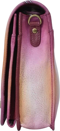 Vista 6 de Anna by Anuschka Cartera de tres pliegues de cuero pintada a mano para mujer