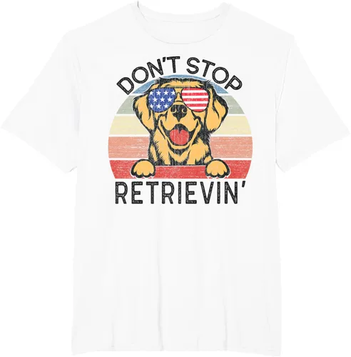 Vista 8 de Golden Retriever Dog Don't Stop Retrievin' Camiseta, Gris