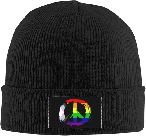 Vista 2 de Transgender Pride Rainbow Flag Peace Thickened Warm High Elastic Knitted Woolen Hat African Style with Stylish Personality Print
