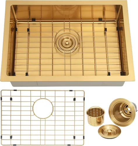 Vista 17 de Kitsitchen SUS304 - Fregadero de cocina negro para autocaravana, fregadero de cocina de acero inoxidable para montaje inferior, 23 x 16 x 7