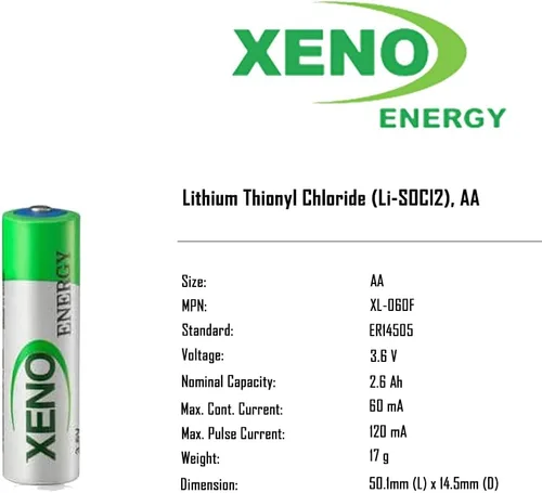 Vista 2 de XL-060F AA tamaño batería de litio 3.6V 2400mAh