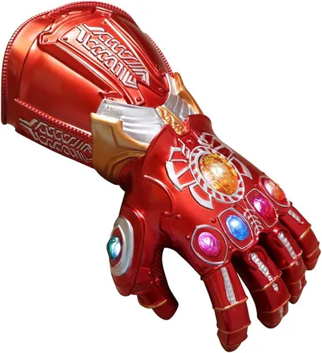 Vista 3 de Guantes de PVC con luces LED Thanos Infinity para el puño electrónico con baterías color dorado para adultos Cred Gloves Adultos talla única