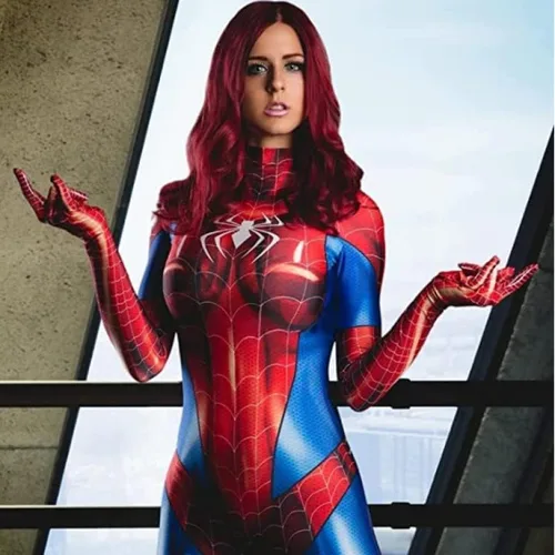 Vista 3 de lixrysod Disfraz de Halloween para mujer, elástico, transpirable, disfraz de Halloween, tela de seda de leche, traje de cosplay