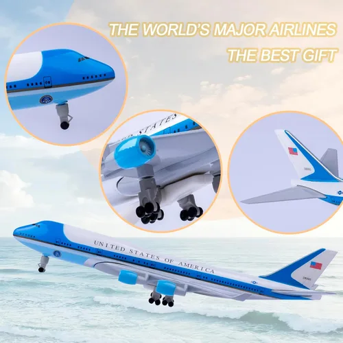 Vista 4 de Modelo de avión 1:300 Escala American Plane Air Force One B747 Modelo Modelo de avión para regalo y decoración