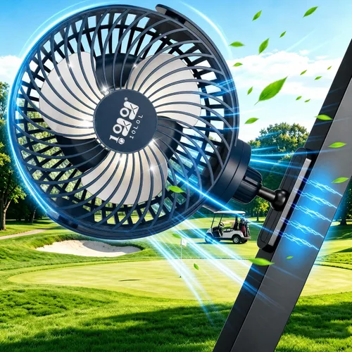 Vista 12 de 10L0L Ventilador magnético para carrito de golf recargable, 10000 mAh N54 Ventilador de enfriamiento portátil con 3 velocidades, cabezal giratorio