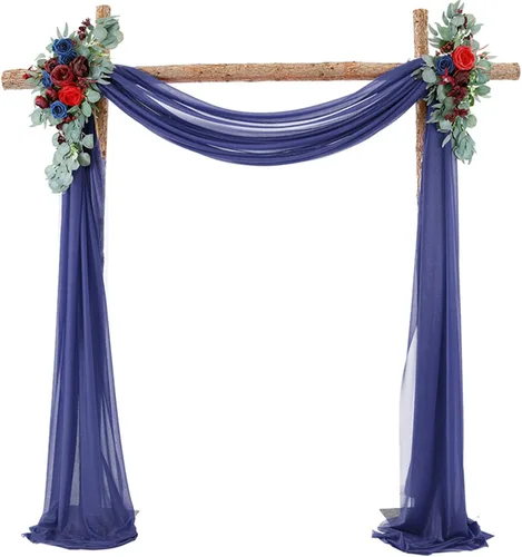 Vista 23 de Decoración de tela de gasa, 1 panel de 2 x 10 pies, cenefas sin arrugas, tela drapeada suave para arco de boda con 2 cintas, para decoración