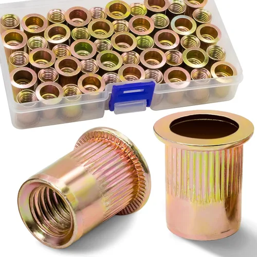 Vista 23 de Tuerca de remache UNC de 1/2 ''-13, 10 piezas de acero inoxidable 304 cabeza plana remache roscado inserto Nutsert