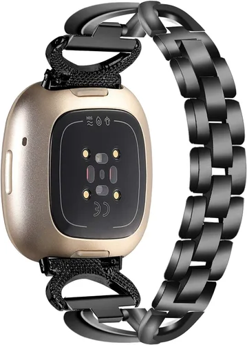 Vista 2 de RuenTech Compatible con correa de reloj Fitbit Versa 4/Versa 3, correa de metal ajustable de repuesto para Versa 4/Versa 3 accesorios de reloj
