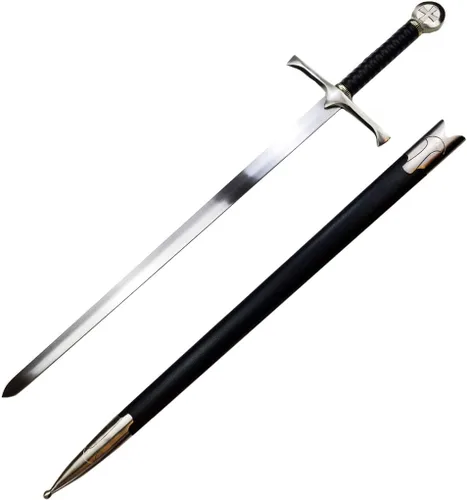 Vista 3 de Espada medieval a una mano, hoja sin brillo. Para colección, regalo, espectáculo, feria, cosplay y LARP