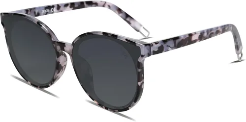 Vista 12 de SOJOS Gafas de sol redondas de moda para mujeres y hombres, estilo vintage de gran tamaño SJ2057 Tortuga ámbar/gris