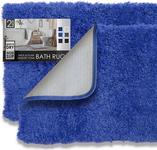 Vista 8 de Clara Clark Alfombras de baño, alfombras de baño ultra suaves y peludas - tapetes de baño para baño, lavable a máquina, base antideslizante de goma
