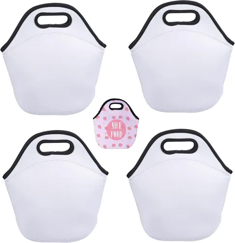 Vista 7 de Sublimation Blanks - Bolsa de almuerzo de neopreno reutilizable, aislada, bolsa de transporte con cremallera