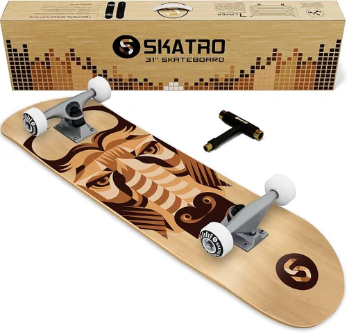 Vista 9 de Skatro - Patineta profesional de 31 pulgadas completa. Tabla de patinaje para edades: adultos, niños, principiantes y niñas