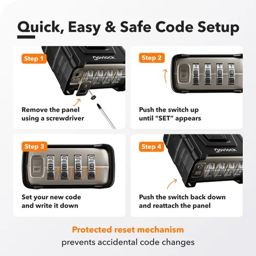 Vista 9 de Candado de combinación para exteriores, resistente, grande, resistente a la intemperie con código, para puertas, vallas, cobertizos, taquillas, Negro
