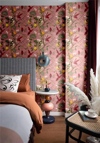 Vista 5 de Blooming Wall Blue Bird Fresh Lemon Tree Papel Tapiz Despegar y Pegar Removible Autoadhesivo Mural de Pared Decoración de Pared