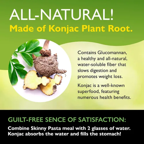 Vista 6 de Fideos konjac Skinny Pasta, 9.52 onzas, 100 % libre de olor, fideos shirataki, alimentos bajos en calorías, pasta saludable para dieta
