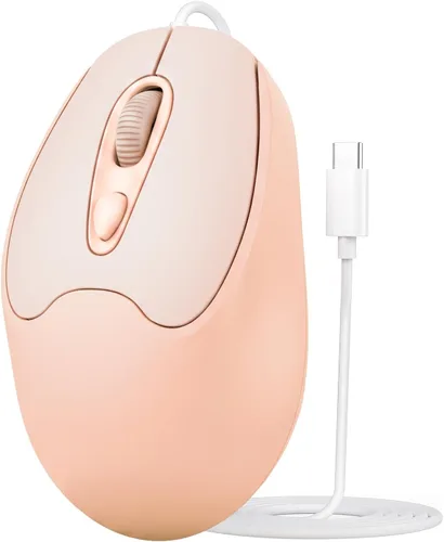 Vista 8 de Ratón USB C con cable, 6 botones tipo C, ratón óptico portátil, silencioso y cómodo, para laptop, Mac, MacBook, Android, PC
