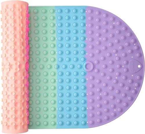 Vista 8 de Alfombra de Baño para Bebé y Niños Pequeños para Bañera, Alfombra Antideslizante de Silicona para Bañera para Niños con 27 x 15 Pulgadas