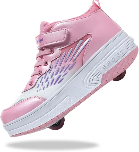 Vista 12 de Zapatos para niños con ruedas - 4 en 1 Zapatos con ruedas iluminados con luces LED recargables por USB para regalos de Navidad y escuela