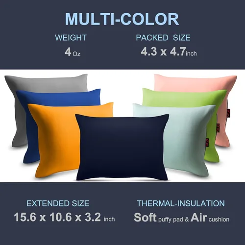 Vista 4 de X-Foam - Almohada inflable para acampar con funda de espuma extraíble, cómoda, lavable, ultraligera, portátil, con soporte lumbar para el cuello