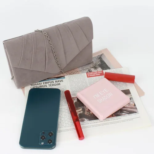 Vista 5 de Bolso de noche de terciopelo plisado para mujer, bolso de hombro con cadena elegante