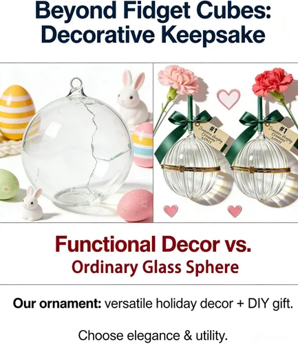Vista 6 de Bola de adorno de Navidad, adorno para árbol de Navidad con bisagras con acento de cinta, adorno rellenable, regalo de decoración de invierno