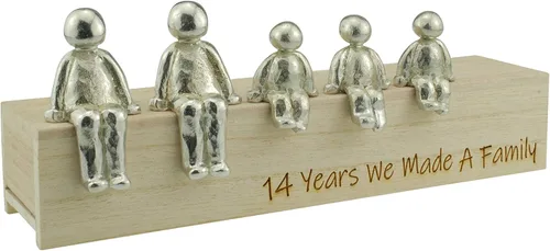 Vista 5 de Idea del 14 aniversario – 14 años que hicimos un adorno de metal familiar – Elige tu combinación familiar (1 niño)