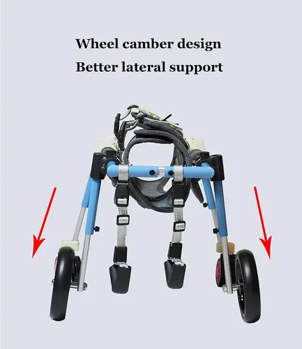 Vista 4 de Silla de ruedas para perro de 4 ruedas para patas traseras, carritos ajustables para perros con ayuda para la movilidad para caminar, recuperar