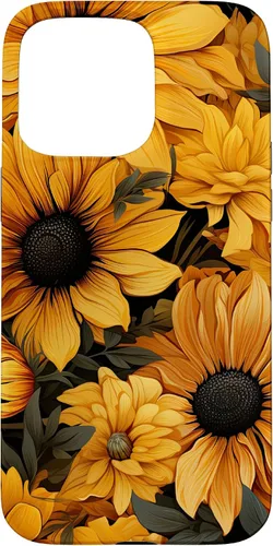 Vista 27 de iPhone 14 Flores de girasol hermoso floral amarillo patrón patrón caso