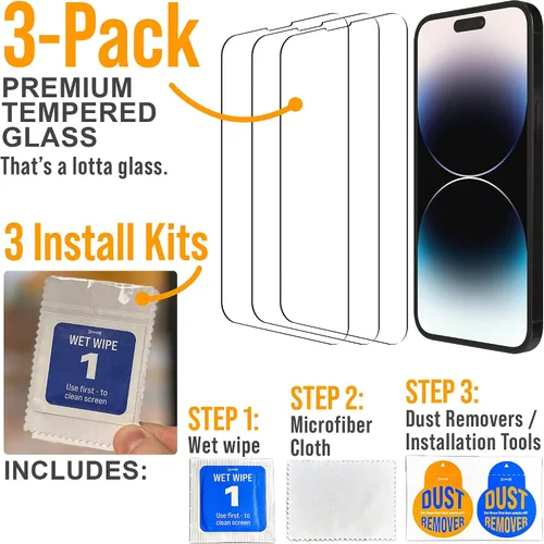 Vista 26 de Scooch Protector de pantalla 5 en 1 para iPhone 11 (paquete de 3) con protector de lente de cámara (paquete de 2) vidrio templado 9H de alta