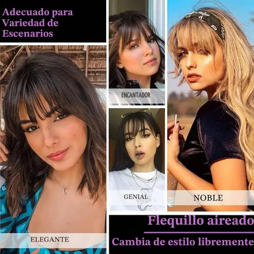 Vista 5 de Flequillo con clip de cabello humano real, flequillo rubio francés, extensiones de cabello para mujer, flequillo plano y ordenado, extensión